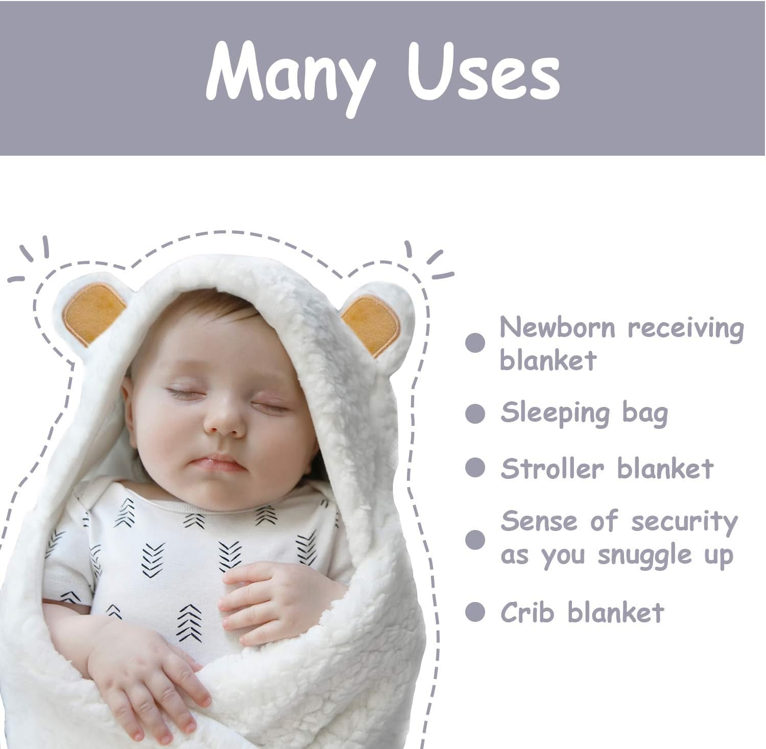 -Cute Bear Organic Newborn Swaddle Wrap-Gender Neutral Soft Baby Blanket, Newborn Baby Registry Gift (Golden Brown, 0-3M)