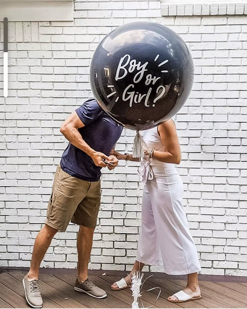 1 Set Giant Boy or Girl Gender Reveal Black Latex Balloon Baby Shower Confetti Ballons Birthday Gender Reveal Party Decoration