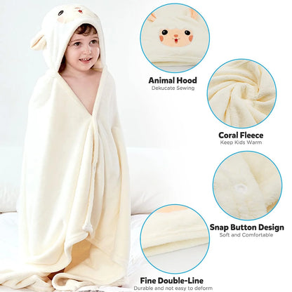 Baby Hooded Bath Towels, Baby Bath Bathrobe Blankets for Toddlers for Boys Girls, 28" X 55" (White)
