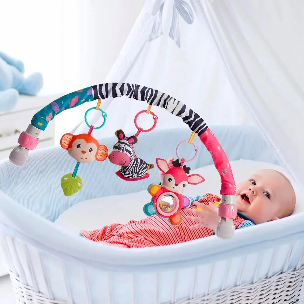 Crib Mobile for Girls, Baby Arch Mobile for Bassinet with Universal Clamps, Versatile Toy Bar for Baby Bouncer Stroller Arch Toy 0-3 Months, Baby Grils Mobile Toys 0-6 Months Car Seat Stroller Toys