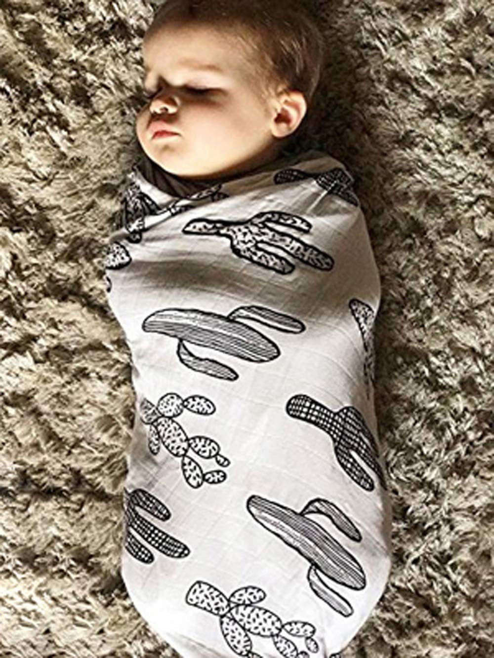 Cactus Muslin Swaddle Blankets Cotton Baby Swaddle Wrap Floral Print Burping Cloth & Stroller Cover Baby Blanket