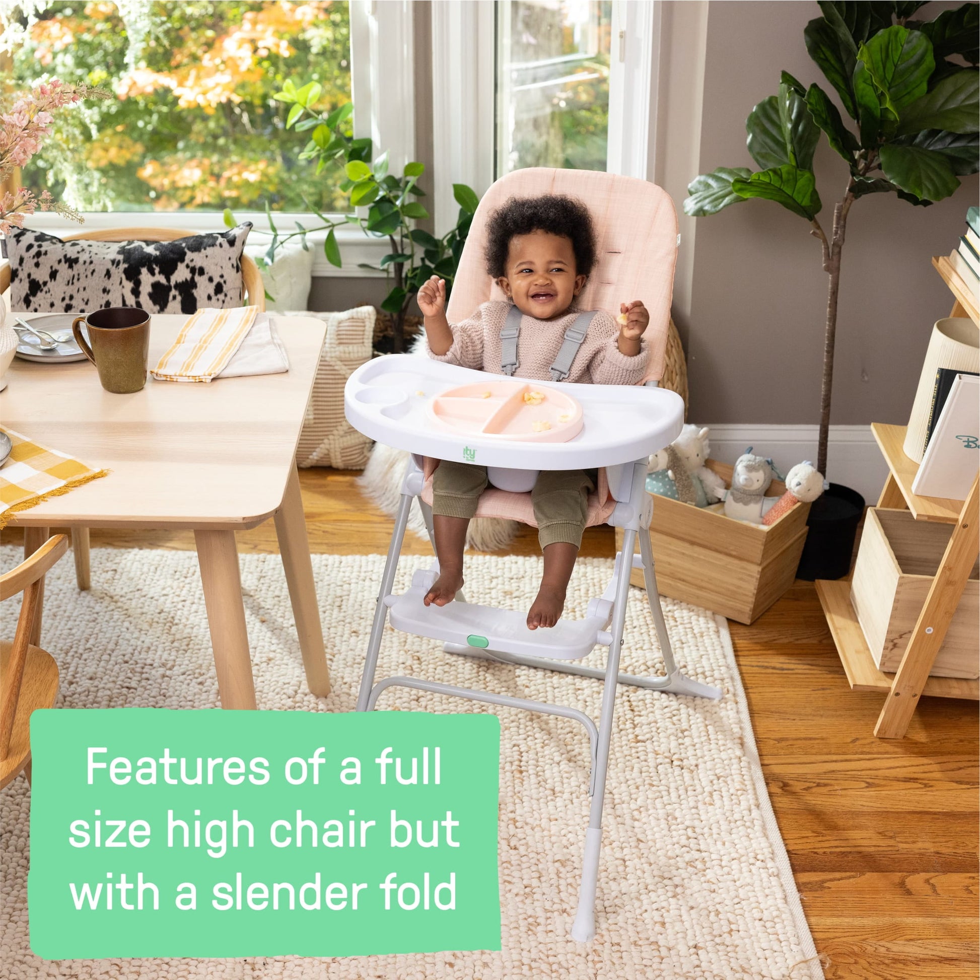 Sun Valley Compact Folding Baby High Chair - for Ages 6 Months and Up, Unisex - Pink