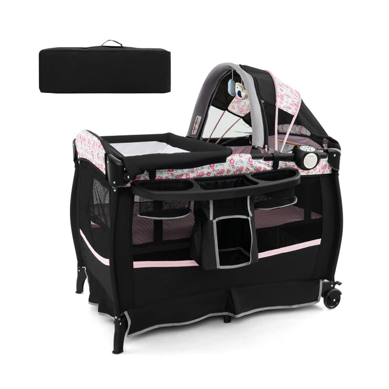 4 in 1 Portable Pack and Play Baby Nursery Center with Bassinet