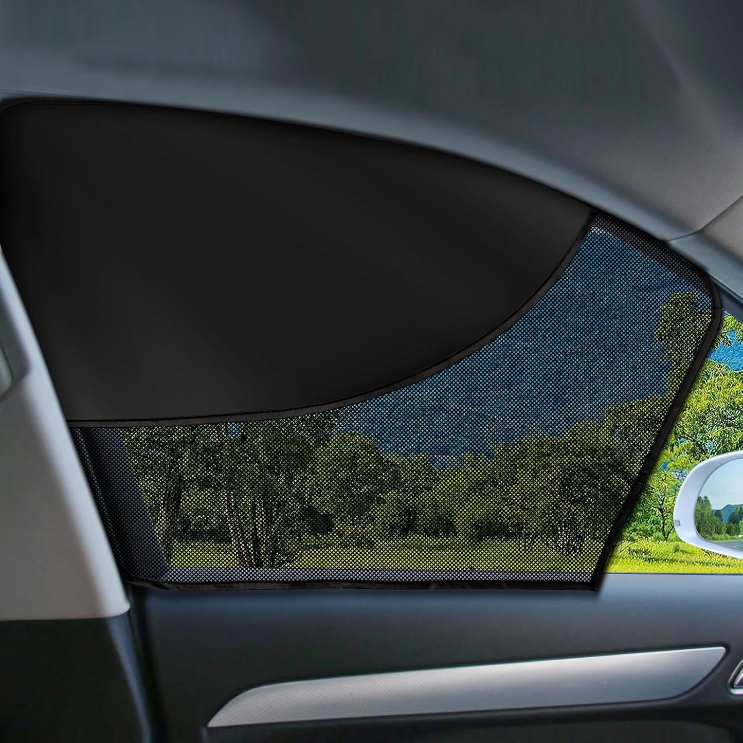 2 PCS Car Window Shades, 27.56"×19.68" Magnetic Double Layer Car Side Window Sun Shades with Full Shade/Half Shade, Front Window Covers for Driver,Car Accessories