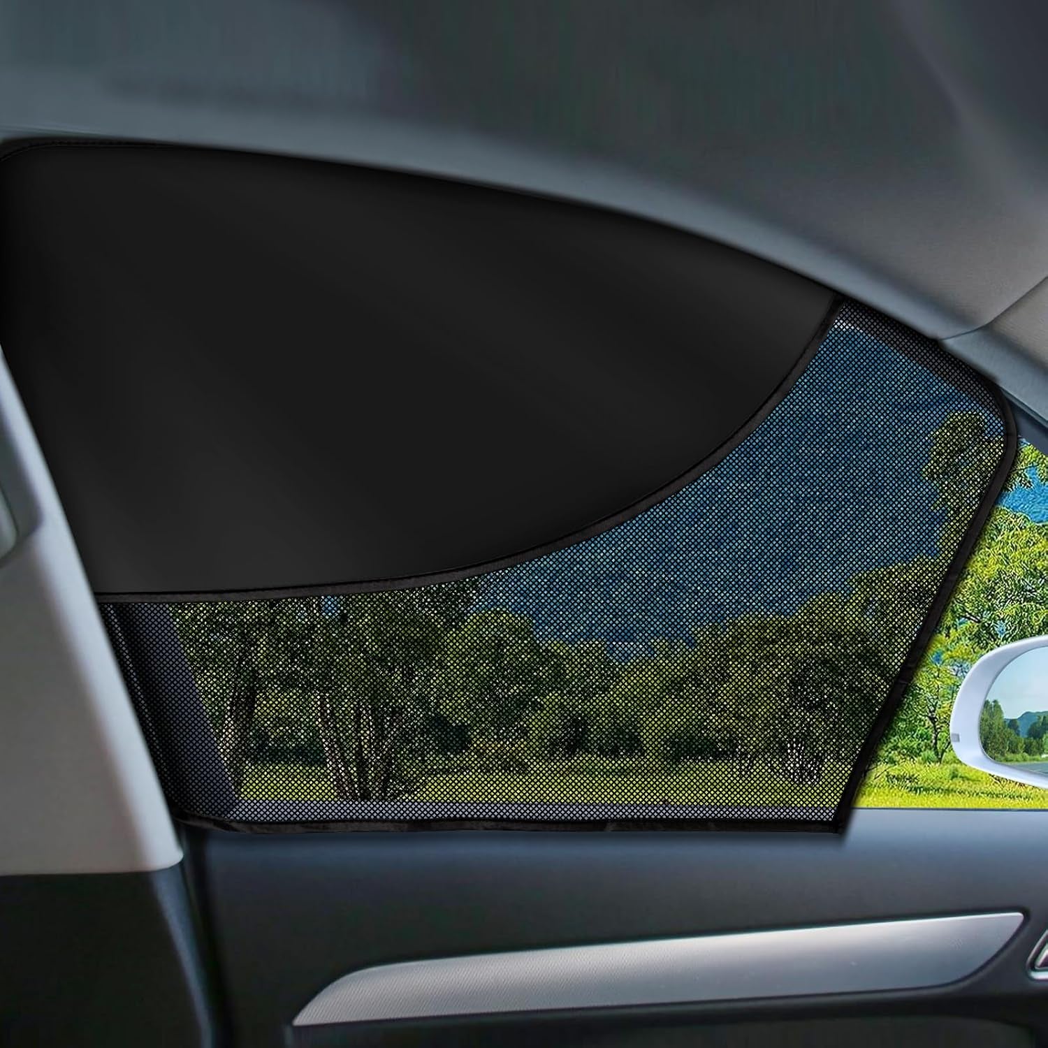 2 PCS Car Window Shades, 27.56"×19.68" Magnetic Double Layer Car Side Window Sun Shades with Full Shade/Half Shade, Front Window Covers for Driver,Car Accessories