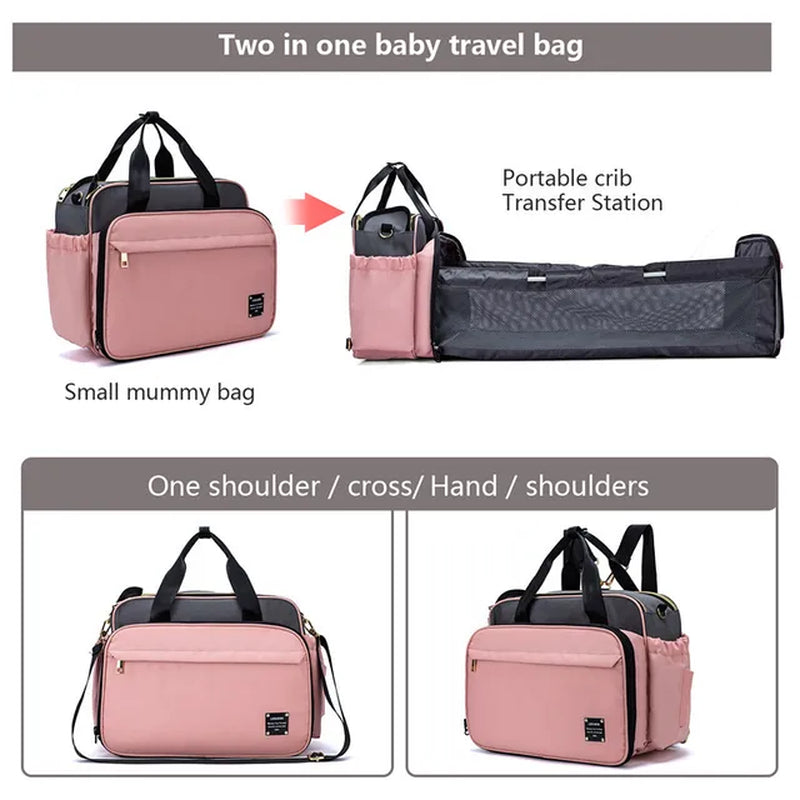 2020 NEW Mommy Multifunctional Portable Diaper Mommy Bag Folding Baby Travel Large Handbag Baby Bed Diaper Changing Pad