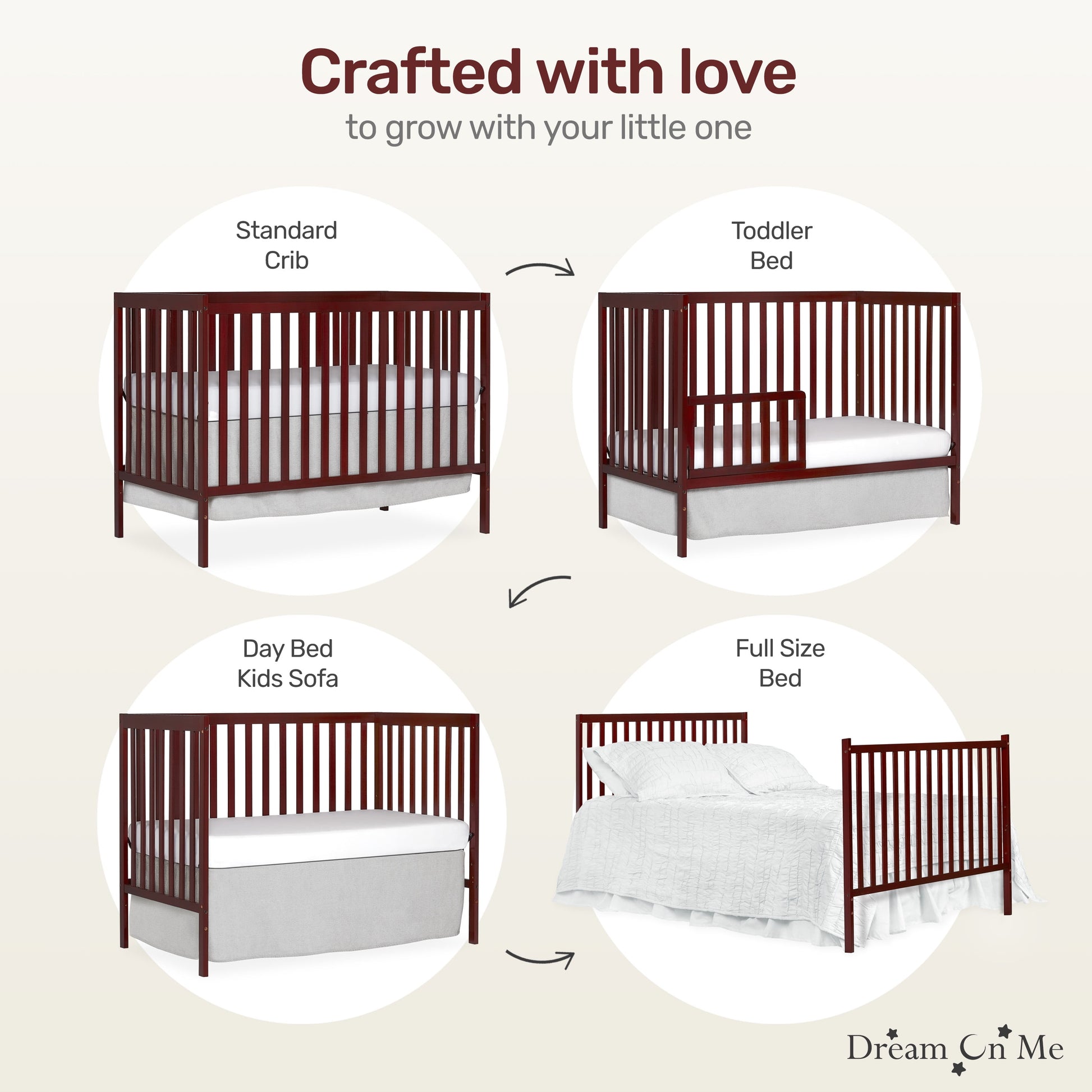 Synergy 5-In-1 Convertible Crib in Cherry, Greenguard Gold Certified