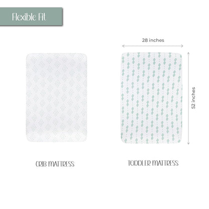 Ely’S & Co. Crib Sheets, Baby Boy/Girl Fitted Crib Mattress Sheet Set, 2 Pack, 100% Jersey Knit Cotton, Infant and Toddler Nursery Bedding, Grey Sage Diamond, 28” X 52”