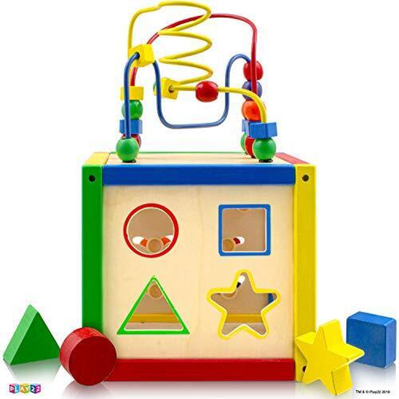 Childrens Learning Toys Wooden Activity Cube Bead Maze Tacking Cup Baby Fun Toy