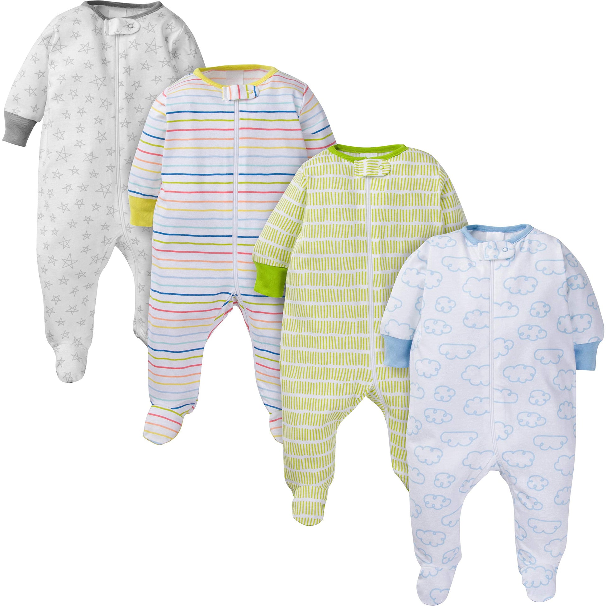 Baby Boy or Girl Gender Neutral Sleep 'N Play Footed Pajamas, 4-Pack