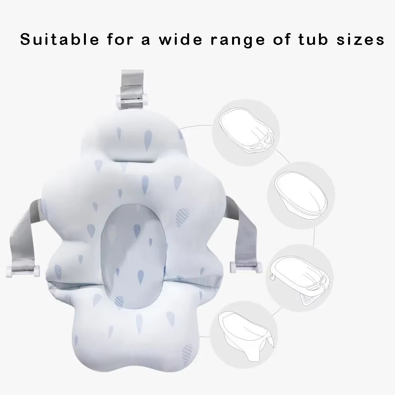 Baby Bath Seat Support Mat Newborn Bath Tub Seat Baby Bath Tub Nonslip Pad Safety Bath Support Soft Cushion Mat Pillow 54X41Cm