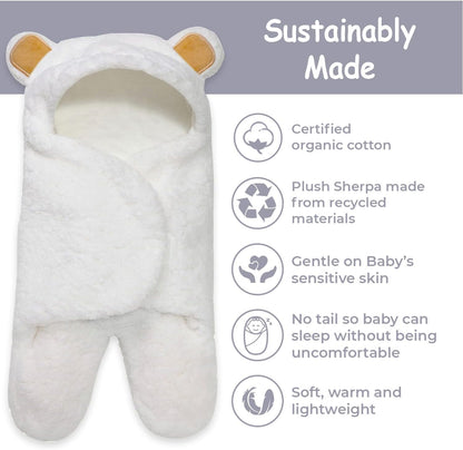 -Cute Bear Organic Newborn Swaddle Wrap-Gender Neutral Soft Baby Blanket, Newborn Baby Registry Gift (Golden Brown, 0-3M)