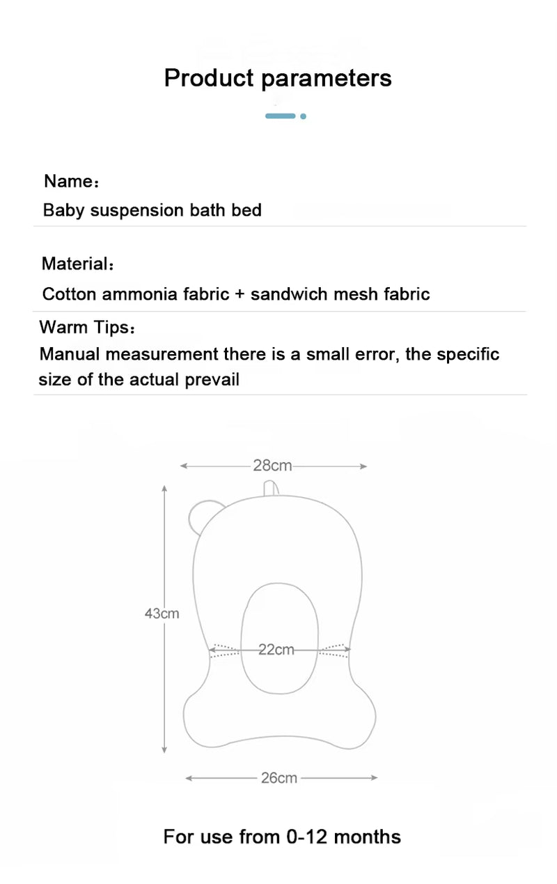 Baby Bath Seat Support Mat Infant Anti-Slip Soft Comfort Body Cushion Foldable Baby Bath Tub Pad Chair Newborn Bathtub Pillow