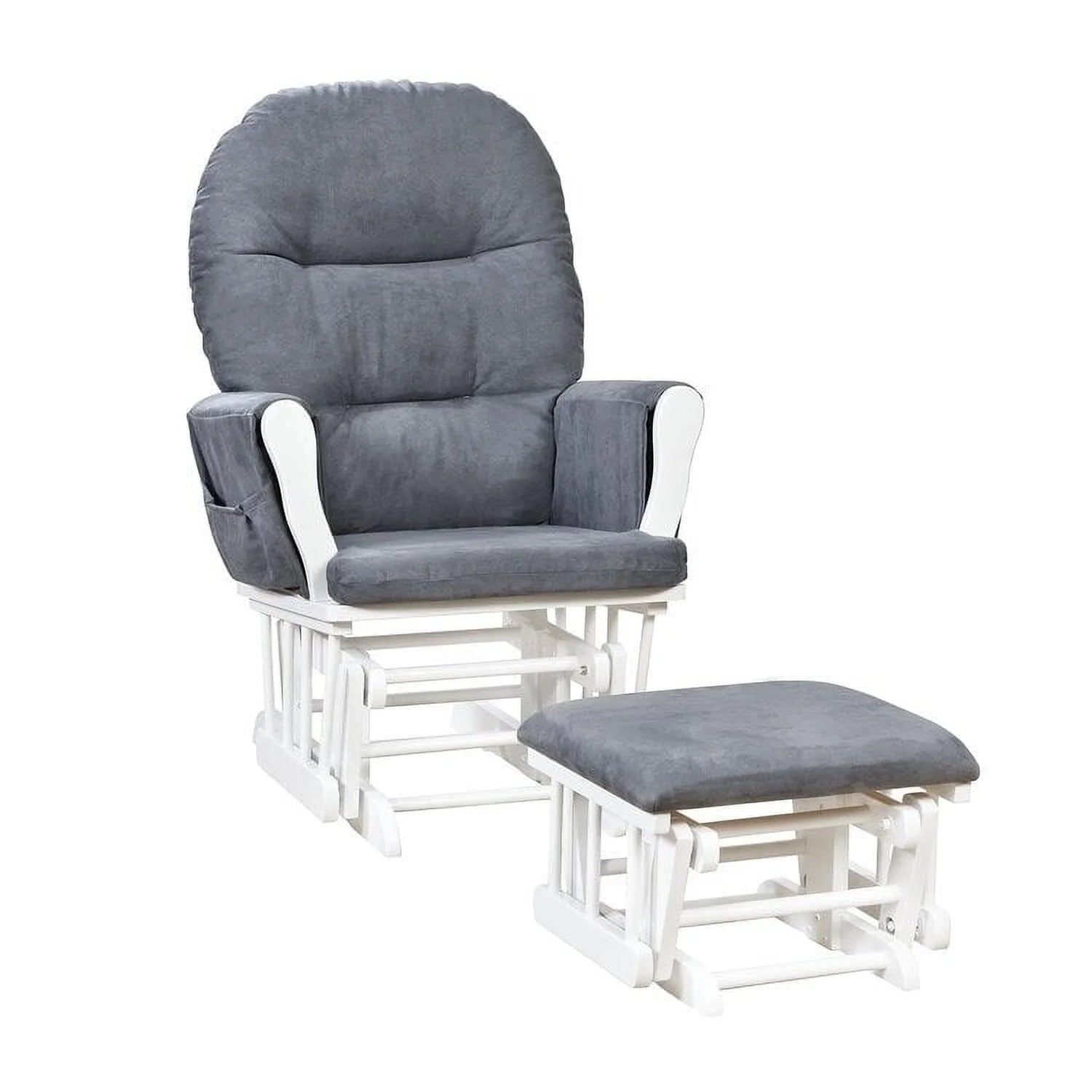 Brisbane Nursery Glider & Ottoman Sets, Glider Recliner Nursery Rocking Chair, Nursery Glider Rocker with Ottoman, Reclining Gliders & Chairs for Breastfeeding, Reading, Napping - White/Dark Gray