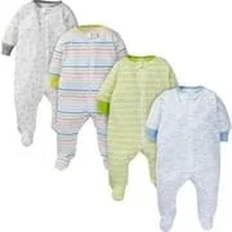 Baby Boy or Girl Gender Neutral Sleep 'N Play Footed Pajamas, 4-Pack