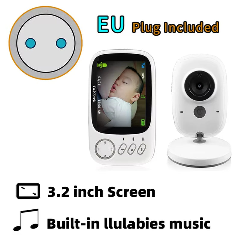 3.2 Inch Wireless Video Color Baby Monitor High Resolution Baby Nanny Security Camera Night Vision Temperature Monitoring