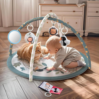 Baby Gym Mat, Upgrade Baby Play Mat with Music and Toys for Boys and Girls Baby Shower Gift,Gray