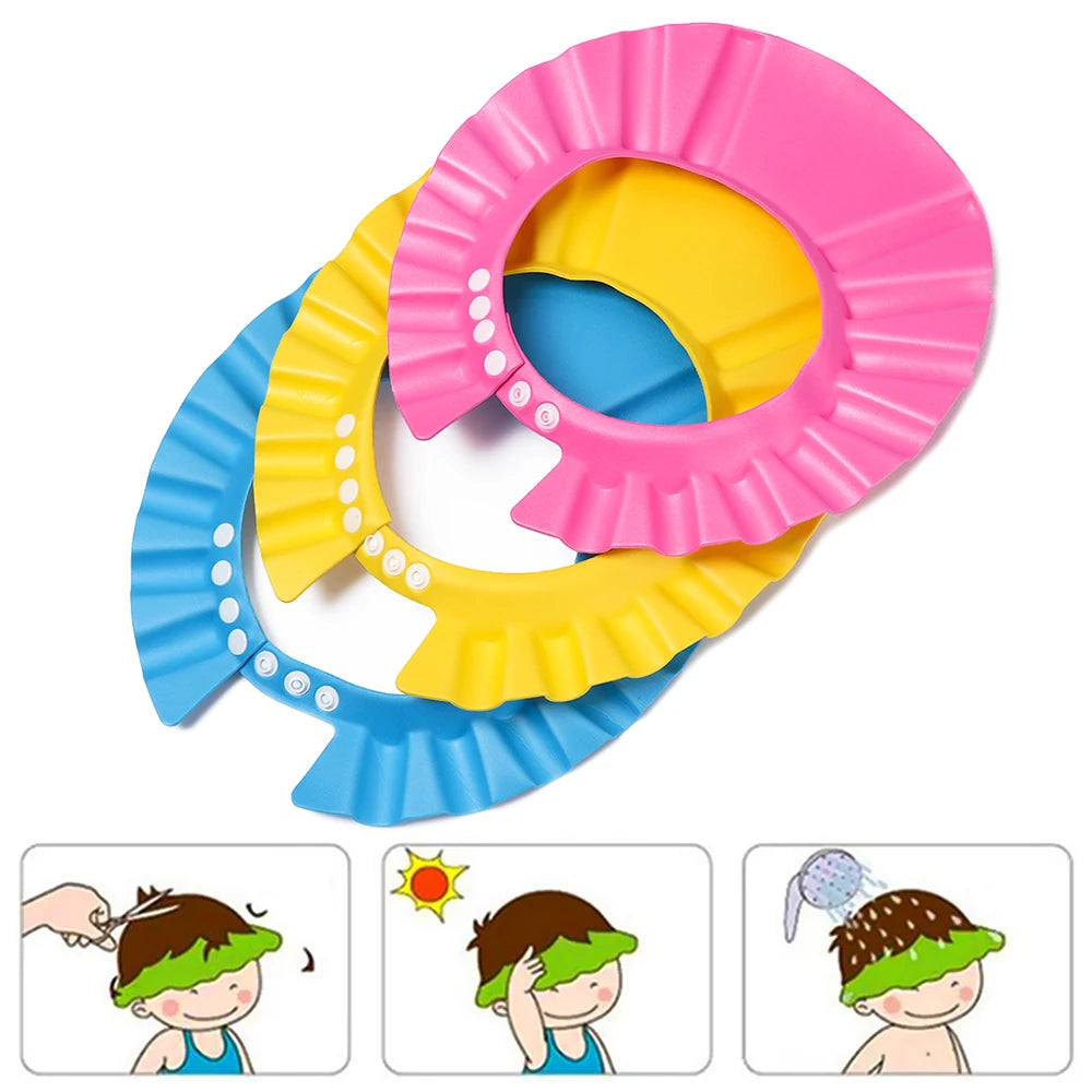 Adjustable Safe Shampoo Shower Bathing Bath Protect Soft Cap Hat for Baby Wash Hair Shield Children Bathing Shower Cap Hat Kids