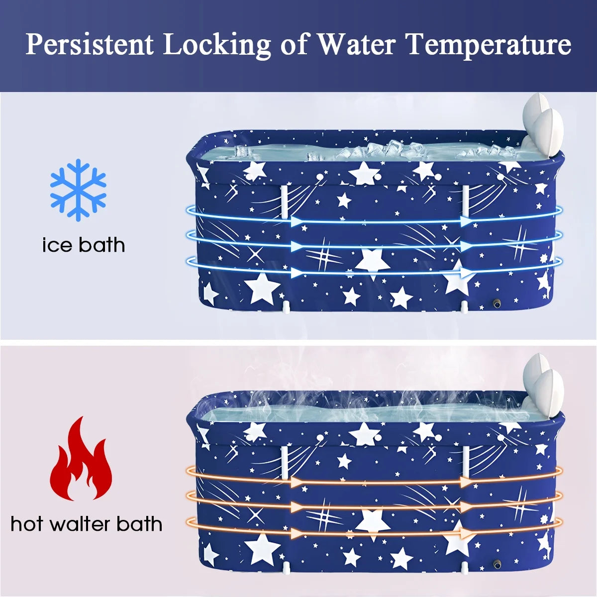 47In Portable Folding Bathtub Large Foldable Bathtub, Hot & Cold Soaking Bathtub, Starry Blue()