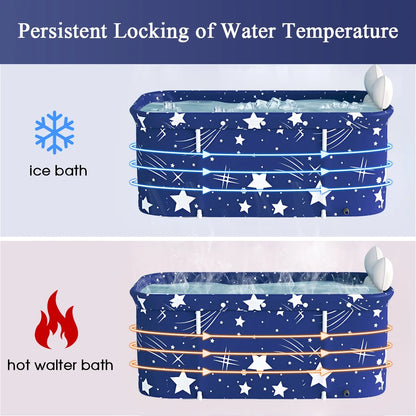 47In Portable Folding Bathtub Large Foldable Bathtub, Hot & Cold Soaking Bathtub, Starry Blue()