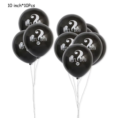 1 Set Giant Boy or Girl Gender Reveal Black Latex Balloon Baby Shower Confetti Ballons Birthday Gender Reveal Party Decoration