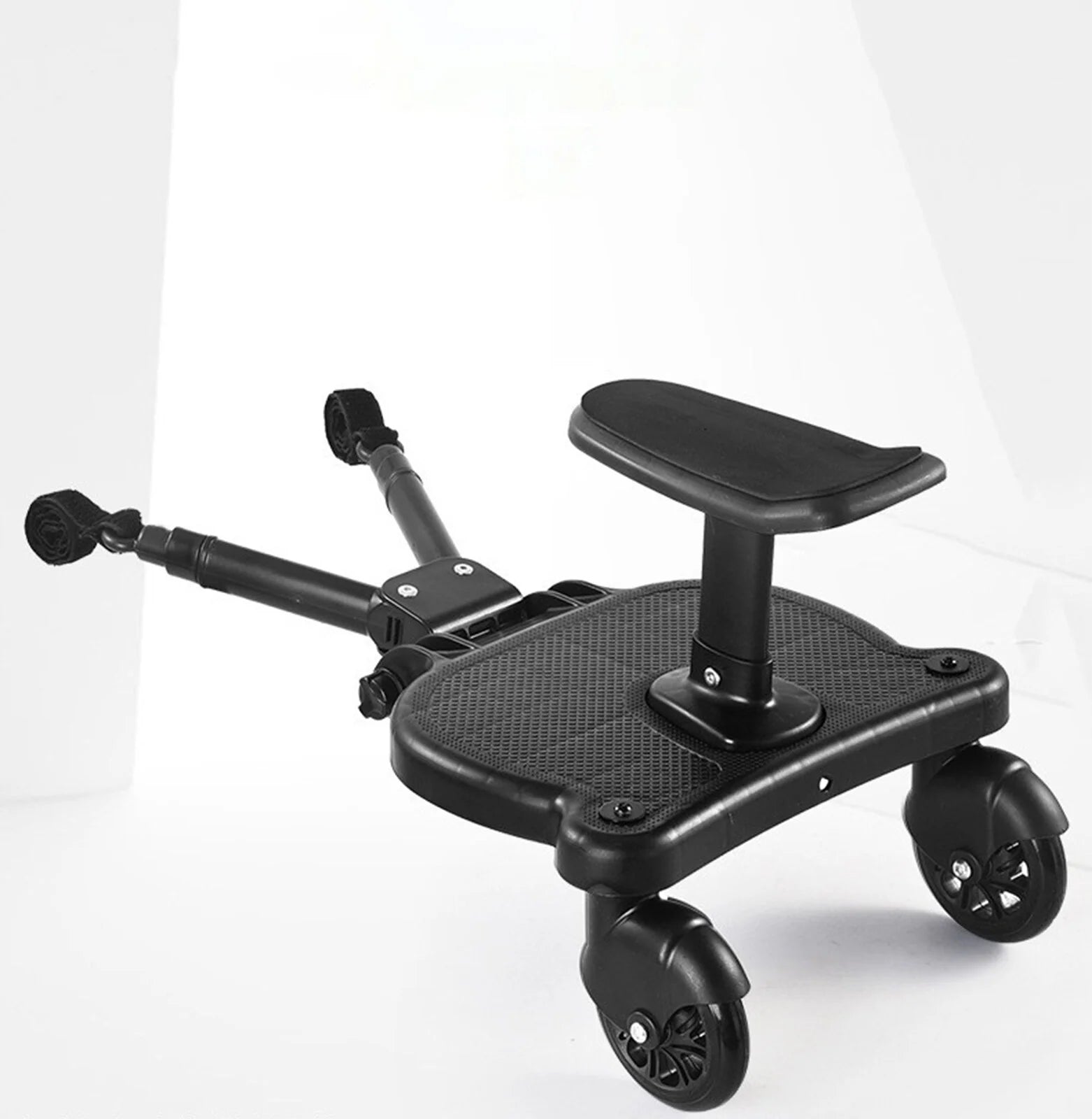 Universal Stroller Board 2 in 1 Stroller Ride Board Buggy Wheeled Board Seat Pedal Buggy Board with Seat Auxiliary Pedal Adapter Pushchair Connector Anti-Slip, Max Load 55Lbs