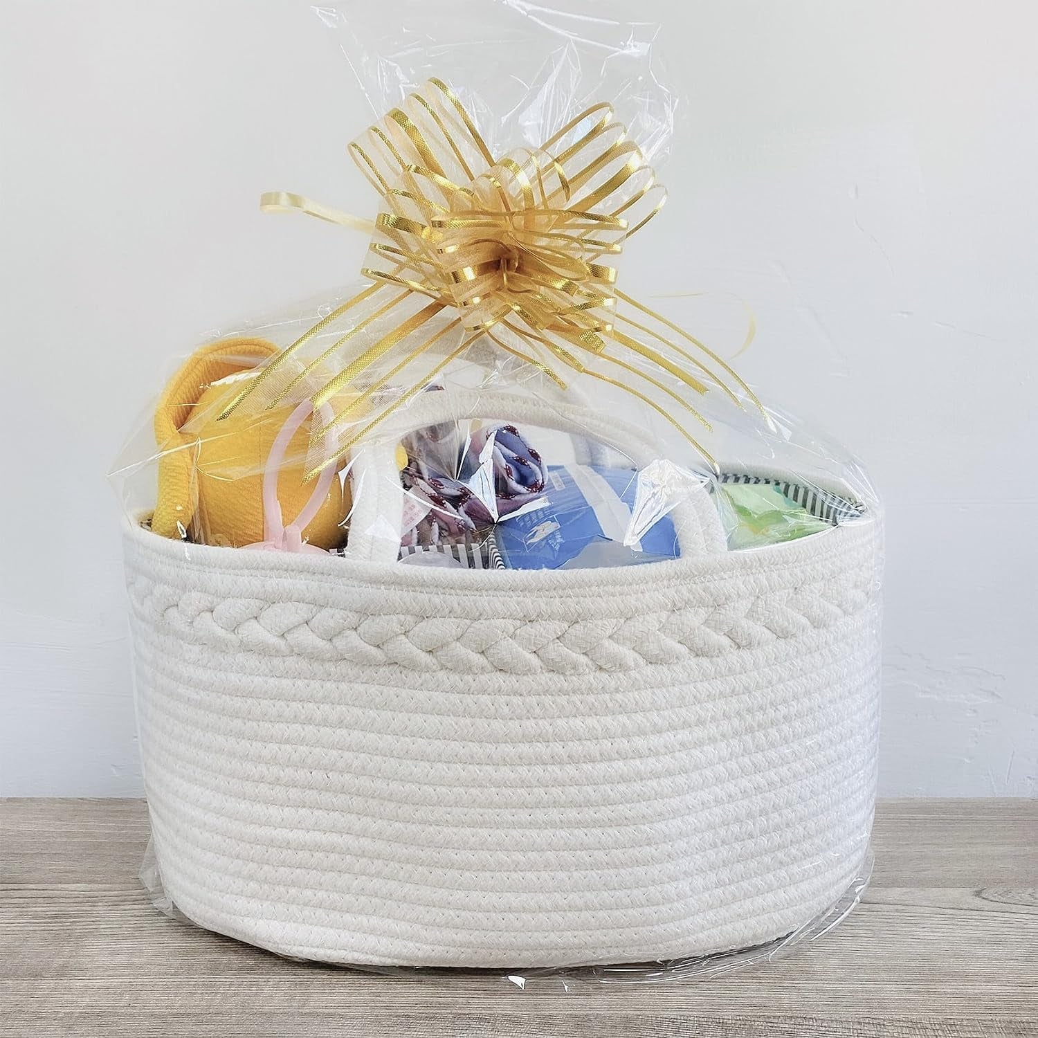 Diaper Caddy Organizer, Cotton Rope Nursery Baby Basket, Changing Table Organizer for Baby Diaper Storage, Diaper Nursery Storage Bin for Baby Stuff, Baby Shower Gifts