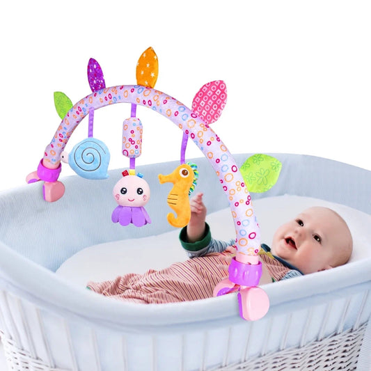Baby Bassinet and Stroller Toy - Spiral Plush Hanging Toy with Teether for Indoor/Outdoor Use, 0+ Months