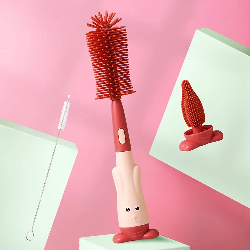 Baby Bottle Brush 360 Degree Baby Silicone Cup Bottle Cleaning Brushes Set Andheld Soft Head Food Grade Brushes