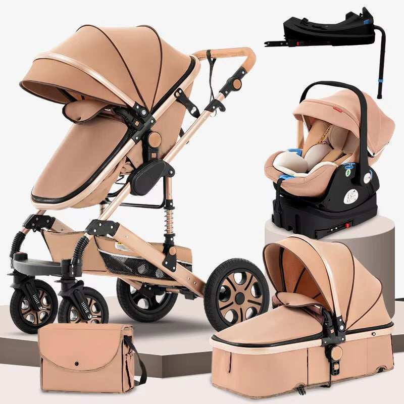 3 in 1 Baby Stroller,Baby Travel System,Baby Carriage 3In1 with Isofix Base,Foldable Newborn Pram,Reversible Standard Stroller