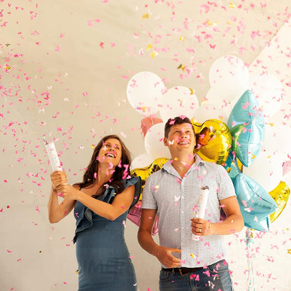 Gender Reveal Confetti Cannon - 2 Pack - Butterfly Shape Pink Gender Reveal Cannons | Baby Gender Reveal Poppers | Girl Gender Reveal Pink Party Popper Confetti Shooter | Pink Confetti Poppers Blaster