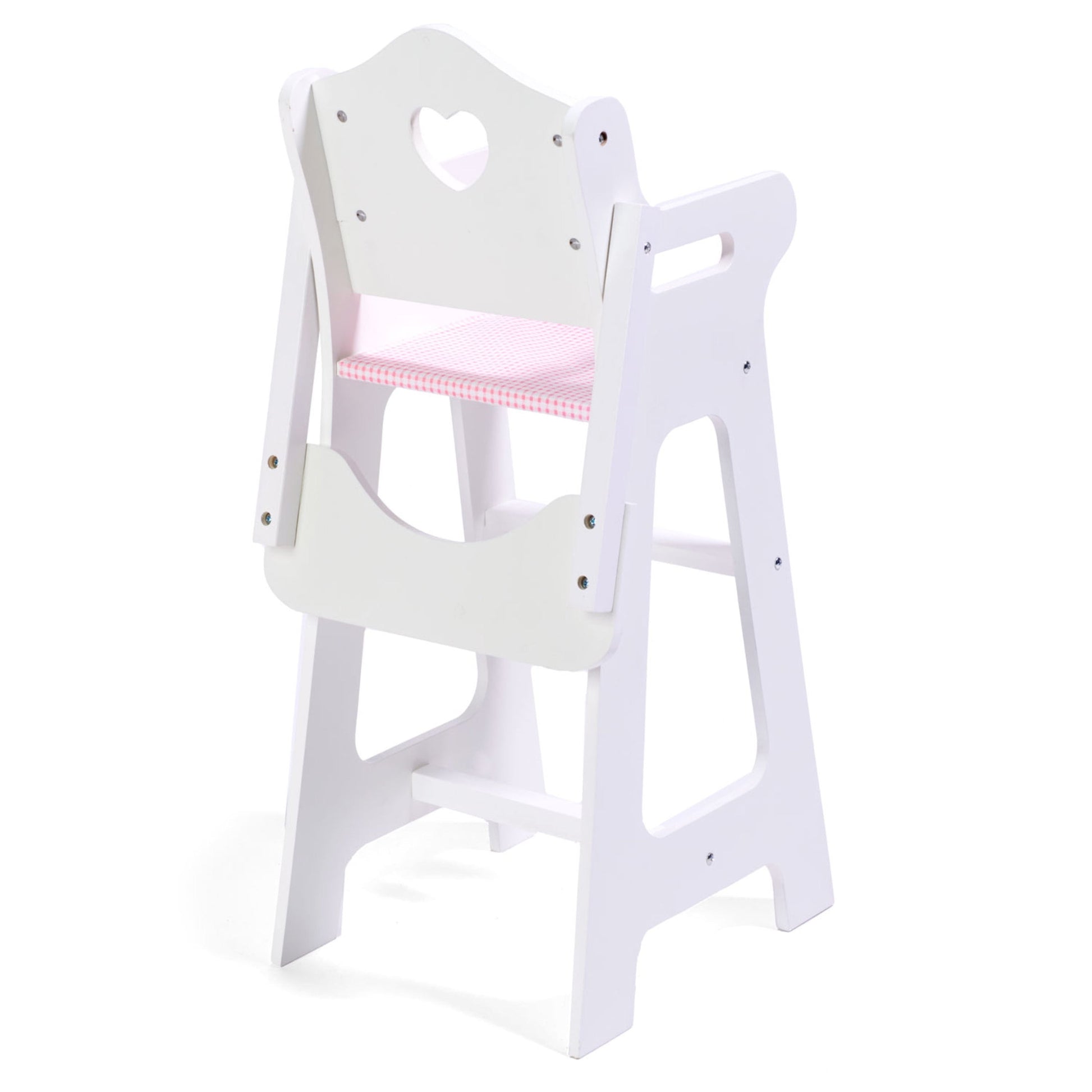 Doll High Chair with Accessories and Free Personalization Kit - White/Pink/Gingham