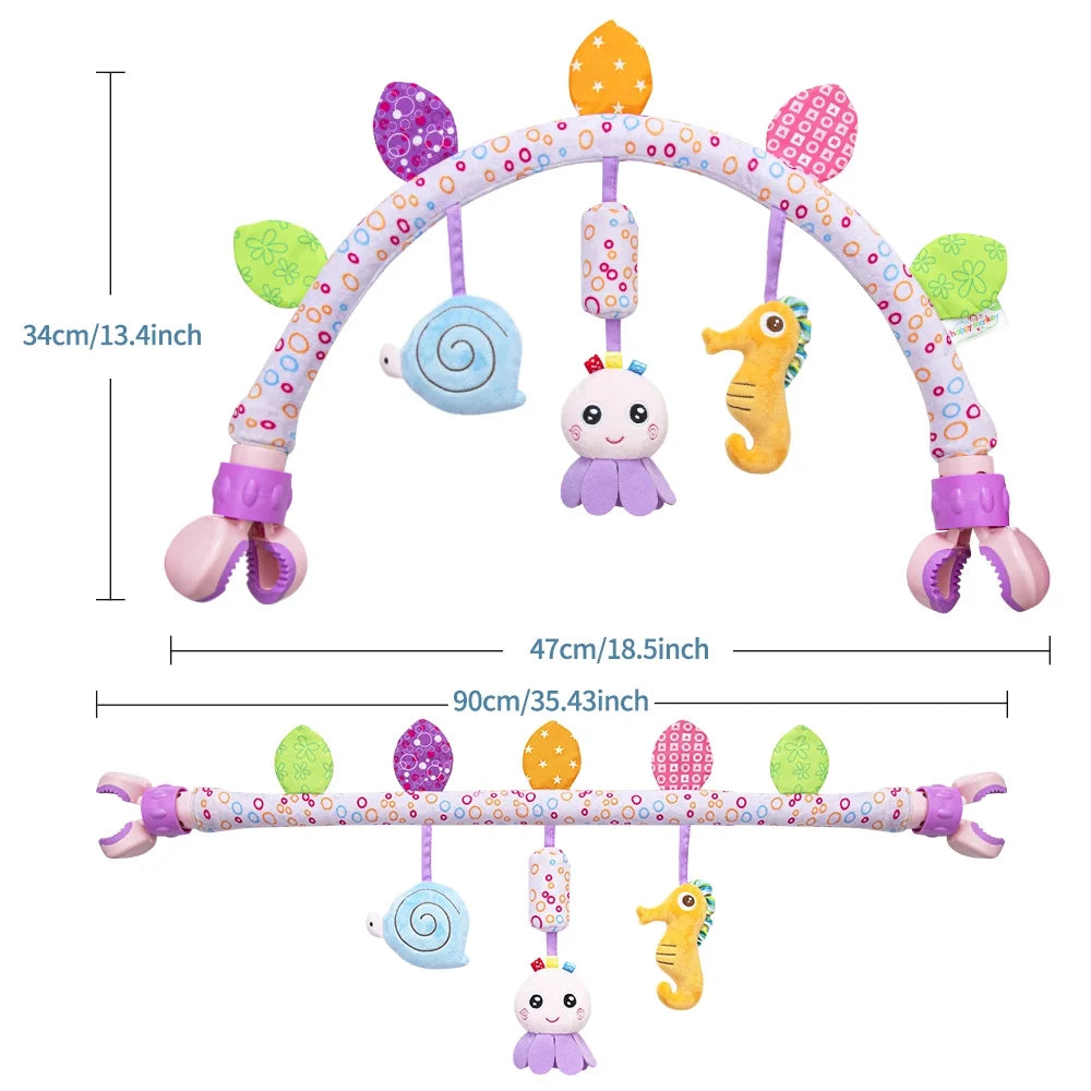Baby Bassinet and Stroller Toy - Spiral Plush Hanging Toy with Teether for Indoor/Outdoor Use, 0+ Months