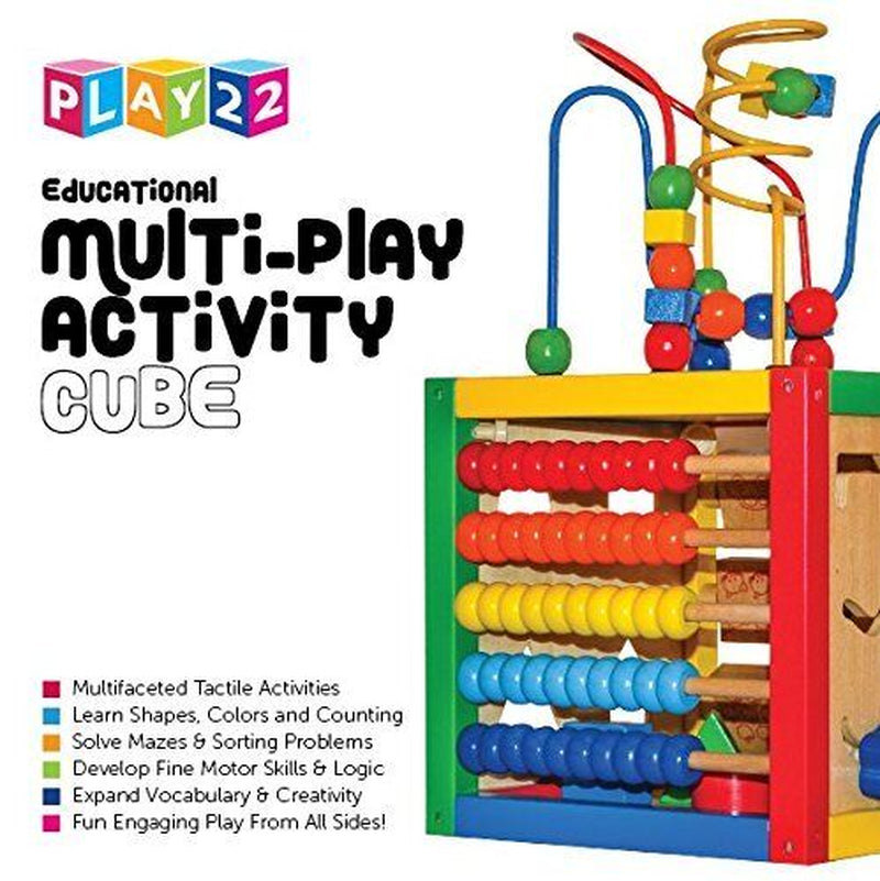Childrens Learning Toys Wooden Activity Cube Bead Maze Tacking Cup Baby Fun Toy