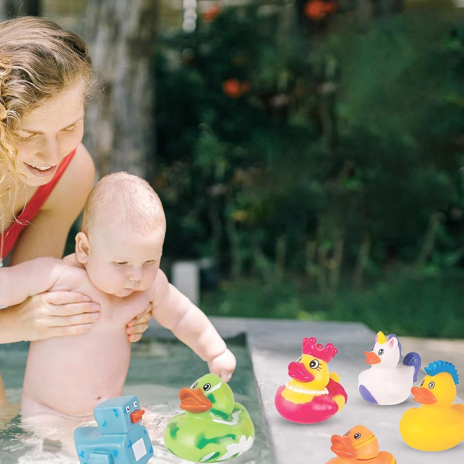 50-Pack Assorted Rubber Ducks Baby Bath Toys I Baby Shower Mini Rubber Ducks in Bulk I Baby Pool Jeep Ducks for Toddler Party Favors I Kids Infant Bathtub Toys Rubber Duckies I Baby Pool Birthday Gift