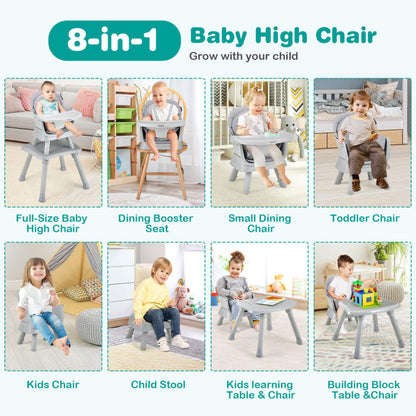 6-In-1 Convertible Baby High Chair with Adjustable Removable Tray