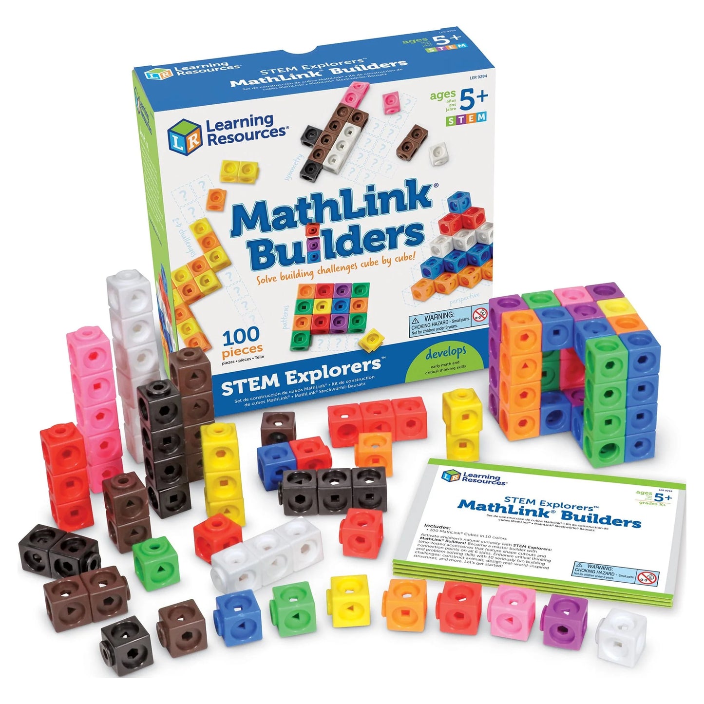 STEM Explorers Mathlink Builders, 100 Pieces, Boys and Girls Ages 5+ STEM Toys for Kids, Math Manipulatives