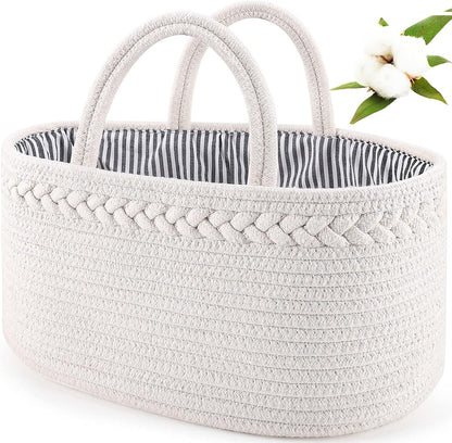 Diaper Caddy Organizer, Cotton Rope Nursery Baby Basket, Changing Table Organizer for Baby Diaper Storage, Diaper Nursery Storage Bin for Baby Stuff, Baby Shower Gifts