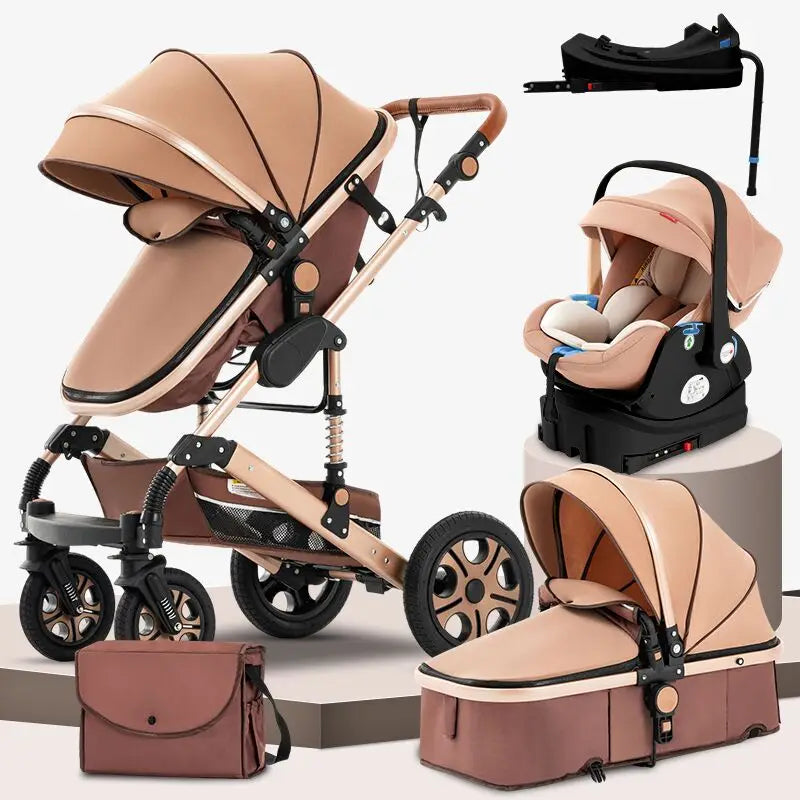 3 in 1 Baby Stroller,Baby Travel System,Baby Carriage 3In1 with Isofix Base,Foldable Newborn Pram,Reversible Standard Stroller