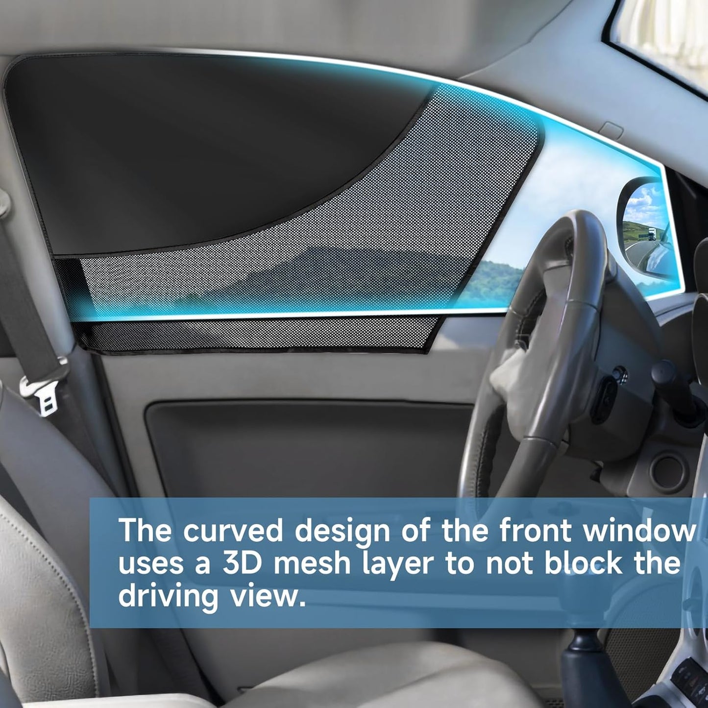 2 PCS Car Window Shades, 27.56"×19.68" Magnetic Double Layer Car Side Window Sun Shades with Full Shade/Half Shade, Front Window Covers for Driver,Car Accessories