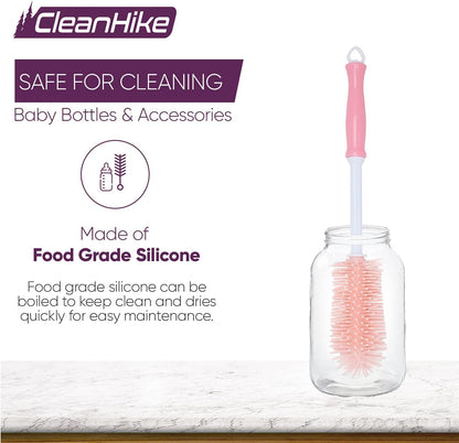 Pink (3) Baby Bottle Silicone Brushes and (30 Pack) Baby Milk Bottle Cleaning Tablets, Baby Water Bottle Tumbler Cleaner