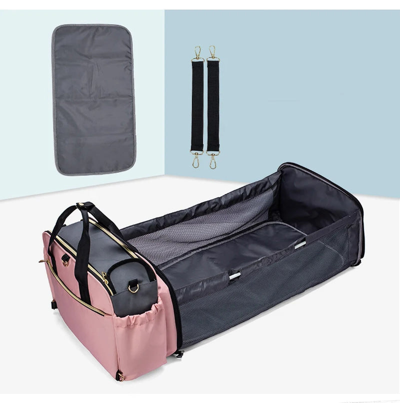 2020 NEW Mommy Multifunctional Portable Diaper Mommy Bag Folding Baby Travel Large Handbag Baby Bed Diaper Changing Pad
