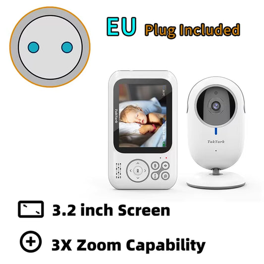 3.2 Inch Wireless Video Color Baby Monitor High Resolution Baby Nanny Security Camera Night Vision Temperature Monitoring