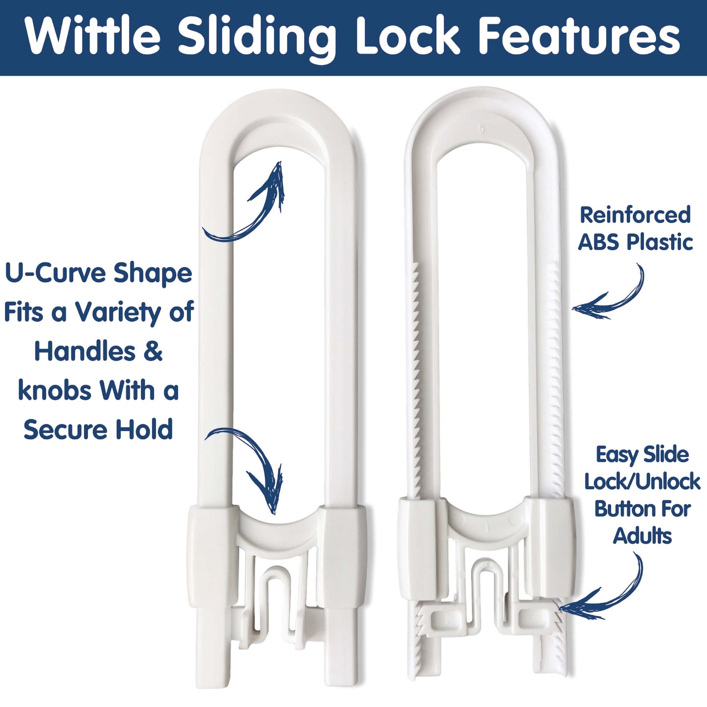 Sliding Child Safety Cabinet Locks (6 Pack) | Baby Proof Cabinet Locks