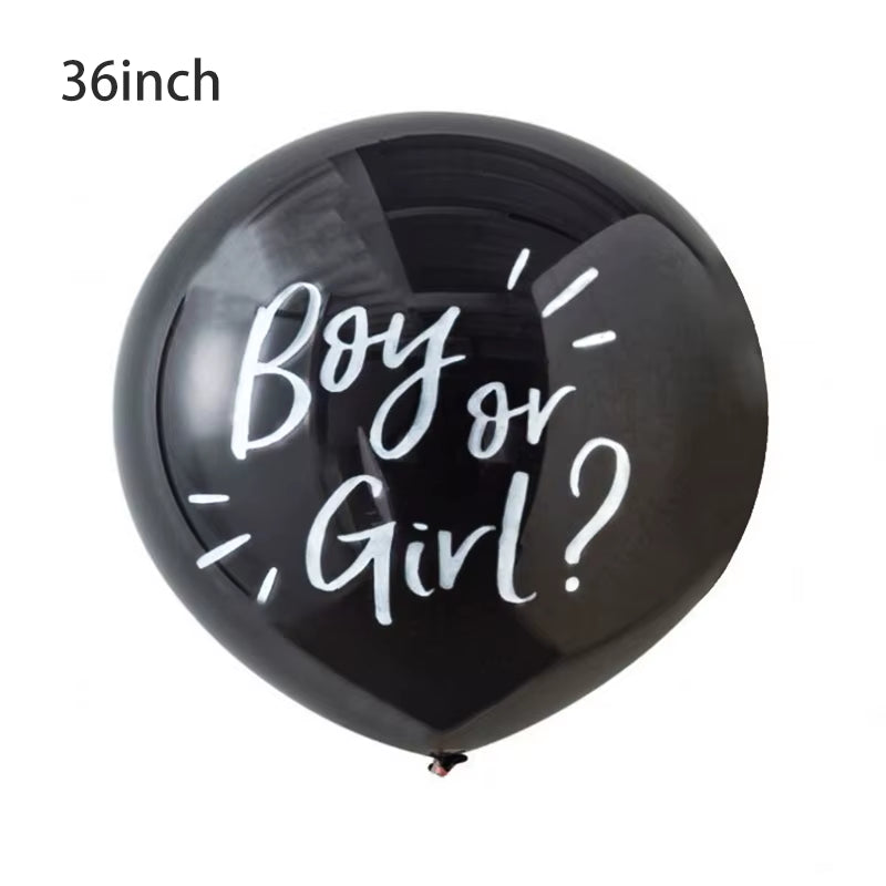 1 Set Giant Boy or Girl Gender Reveal Black Latex Balloon Baby Shower Confetti Ballons Birthday Gender Reveal Party Decoration