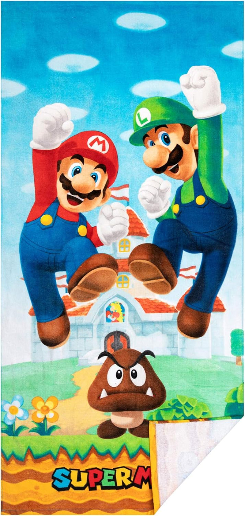 Super Mario "Official Nintendo" Kids Super Soft Cotton Bath/Pool/Beach Towel, 58 in X 28 In