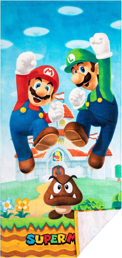 Super Mario "Official Nintendo" Kids Super Soft Cotton Bath/Pool/Beach Towel, 58 in X 28 In