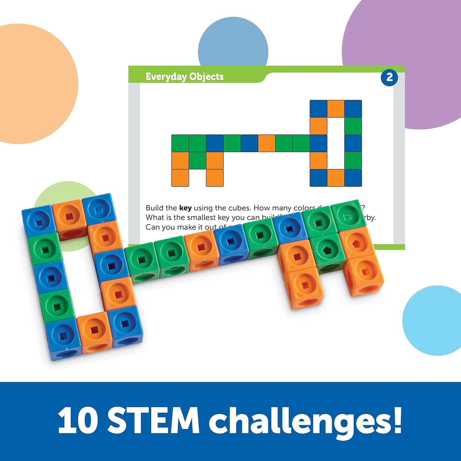 STEM Explorers Mathlink Builders - 100 Pieces, Ages 5+, Kindergarten STEM Activities, Math Activity Set and Games for Kids, Linking Cubes, Connecting Cubes