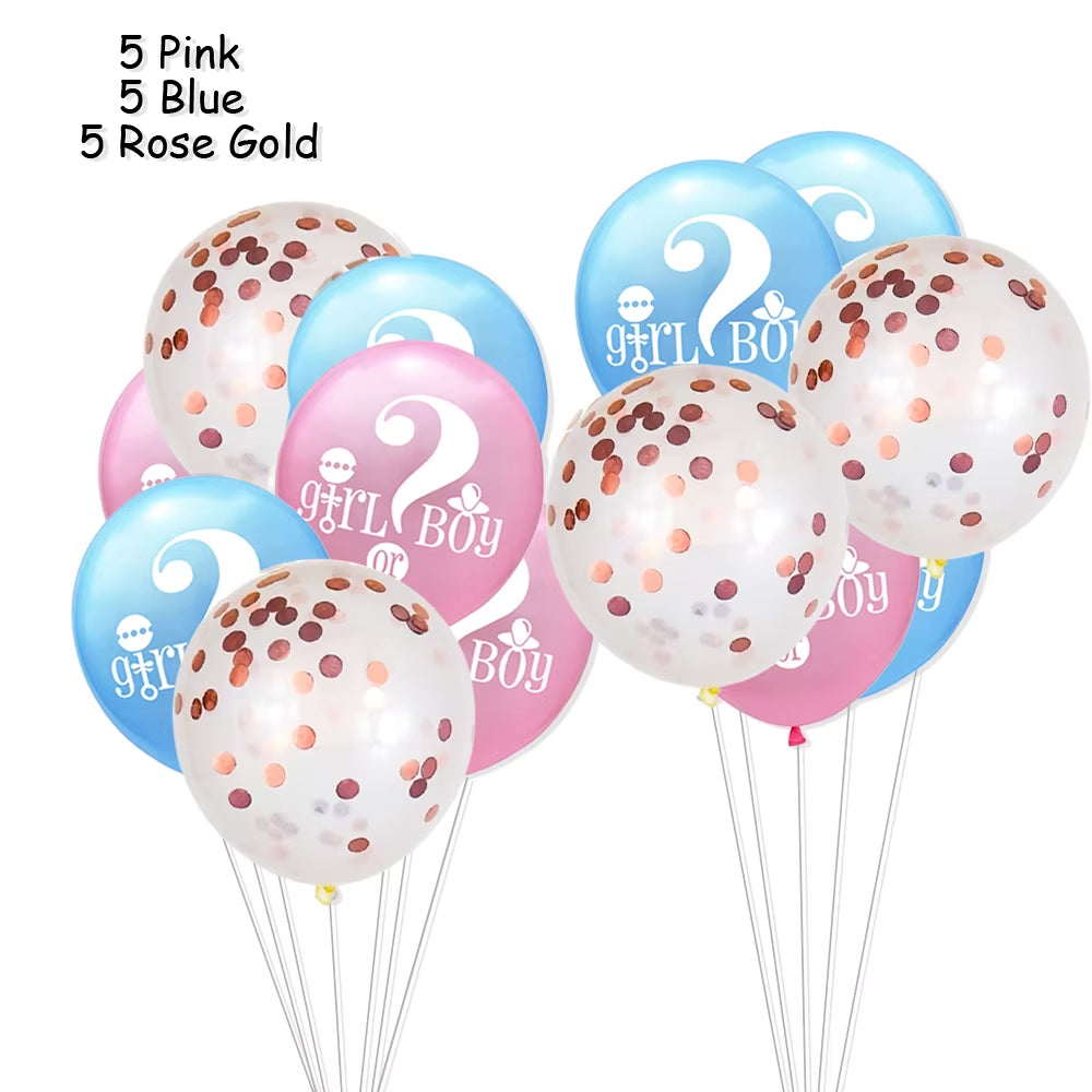 1 Set Giant Boy or Girl Gender Reveal Black Latex Balloon Baby Shower Confetti Ballons Birthday Gender Reveal Party Decoration