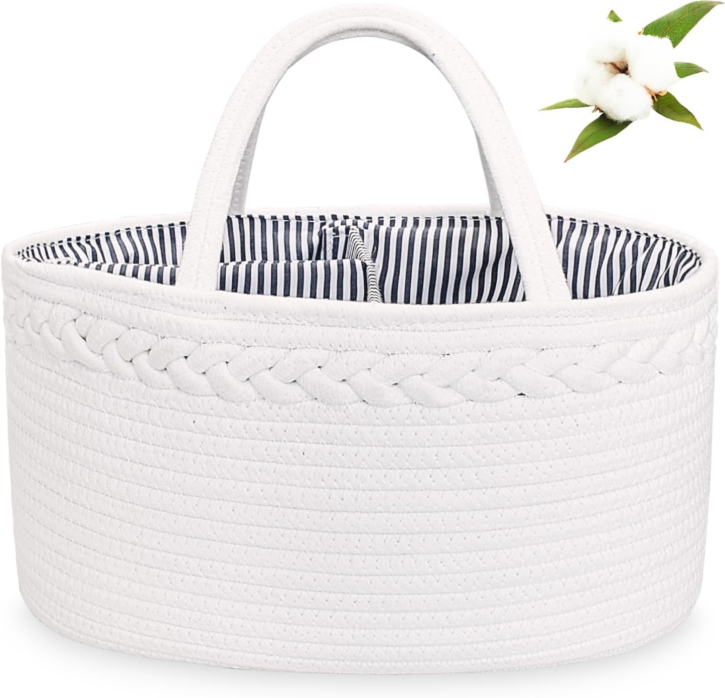 Diaper Caddy Organizer, Cotton Rope Nursery Baby Basket, Changing Table Organizer for Baby Diaper Storage, Diaper Nursery Storage Bin for Baby Stuff, Baby Shower Gifts